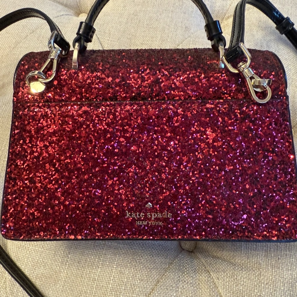 NWOT Kate Spade New York Odette Glitter Mini Bag in Black Cherry - Picture 3 of 6
